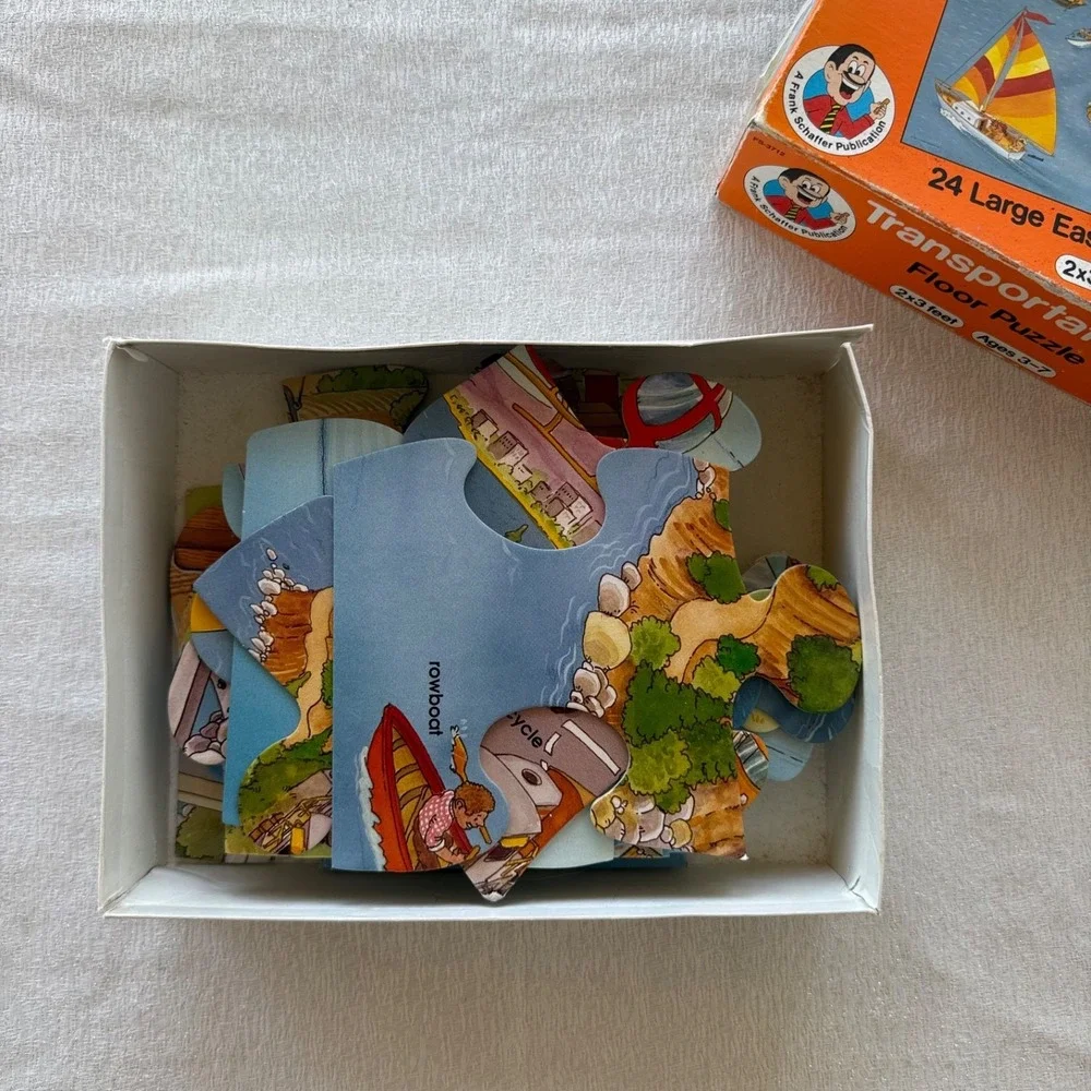 Transportation Floor Puzzle 24 Pieces 2x3 Ft Vintage Educational 1 Piece Missing